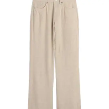 Beige Wide-Leg Five-Pocket Pants