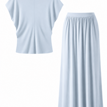 Light Blue Dolman Sleeve Top and Maxi Skirt Two-Piece Set
