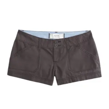Dark Grey Double Button Patch Pocket Shorts