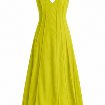 Chartreuse Sleeveless V-Neck A-Line Midi Dress