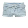Light Wash Denim Shorts with Self-Tie Belt