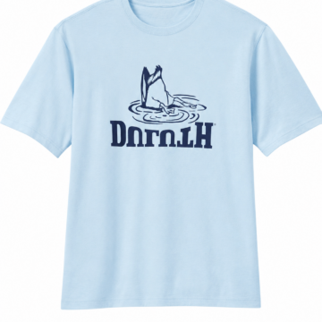 Light Blue Short-Sleeve Crewneck T-Shirt with Shark Graphic