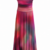 Multicolor Ombre Off-Shoulder Ruching Maxi Dress