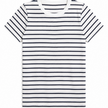 White & Navy Striped Crewneck Tee | Classic Nautical Stripe Top