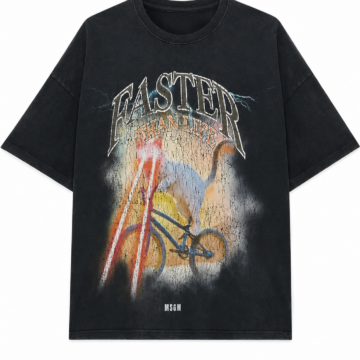 Faded Black Bicycle Graphic Oversized T-Shirt