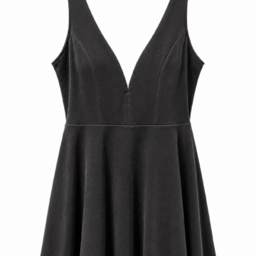Black Sleeveless V-Neck Skater Mini Dress