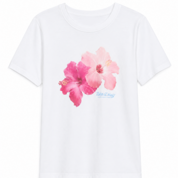 White Hibiscus Graphic Short-Sleeve T-Shirt