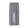 Grey Straight-Leg Trousers with Pressed Crease and Flat Front