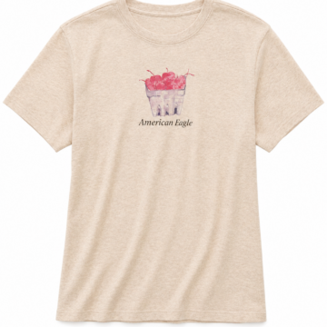 Heathered Beige American Eagle Cherry Graphic T-Shirt