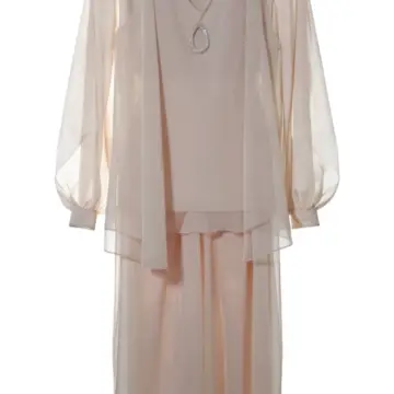 Light Beige Sheer Chiffon Two-Piece Maxi Skirt Set