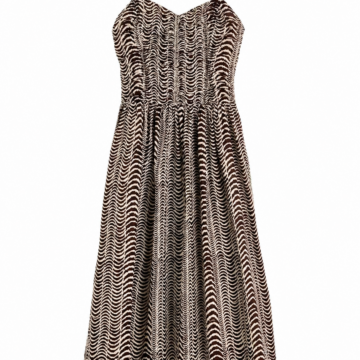 Black and Cream Wavy Stripe Sleeveless Maxi Dress with Sweetheart Neckline