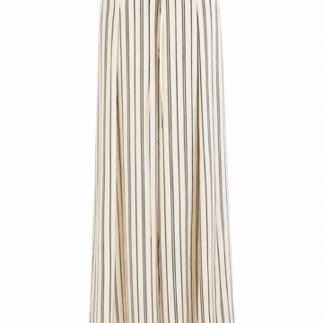 Cream Wide-Leg Pinstripe Lounge Pants