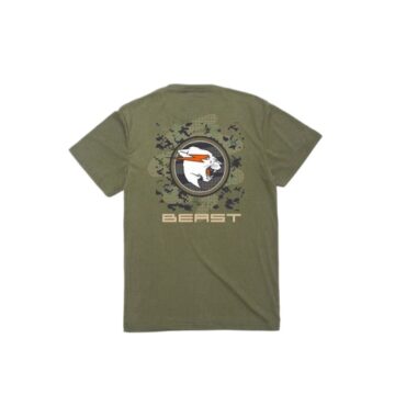Olive Green Graphic Beast Back Print T-Shirt
