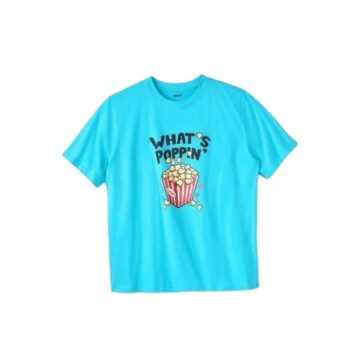 Cyan 'What's Poppin' Popcorn Graphic Tee | Snack-Inspired Top