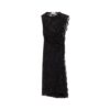 Black Floral Lace Midi Dress with High Round Neck and Side Slit