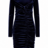 Navy Velvet Bodycon Dress with Knot Detail and Ruching