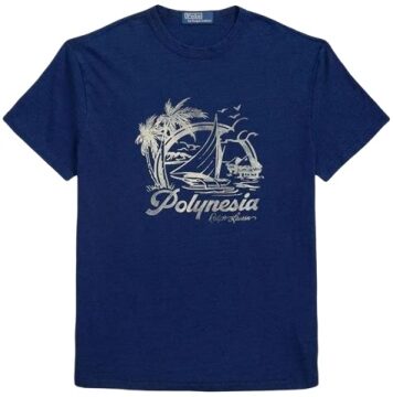 Navy Polinesia Graphic T-Shirt